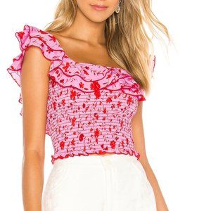 Likely Leila Athena Top in Red & Mink Multi